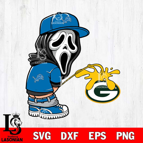 Detroit Lions Ghostface Piss On Green Bay Packers Svg Eps Dxf Png File, Digital Download, Instant Download