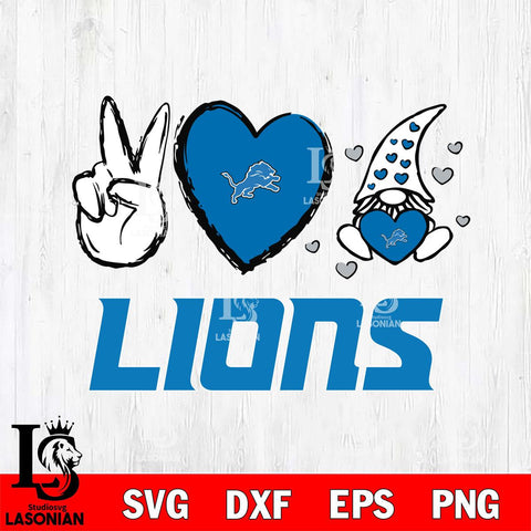 Detroit Lions Gnomes Peace & Love Svg Eps Dxf Png File, Digital Download, Instant Download