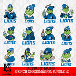 Detroit Lions Grinch Christmas NFL Bundle 12 Svg Eps Dxf Png File,Cricut svg files, Digital Download, Instant Download