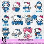 Detroit Lions Hello Kitty Bundle 12 SVG Svg Eps Dxf Png File, Digital Download, Instant Download