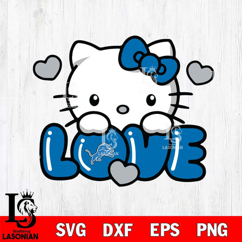 Detroit Lions Hello Kitty Love Svg Eps Dxf Png File, Digital Download, Instant Download