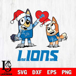 Detroit Lions Love Bluey Christmas Svg Eps Dxf Png File, Digital Download