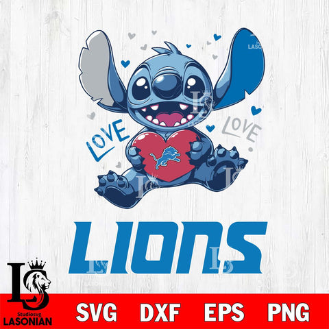 Detroit Lions Love Stitch, Svg Eps Dxf Png File, Digital Download