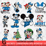 Detroit Lions MICKEY CHRISTMAS NFL Bundle 12 Svg Eps Dxf Png File, Digital Download, Instant Download