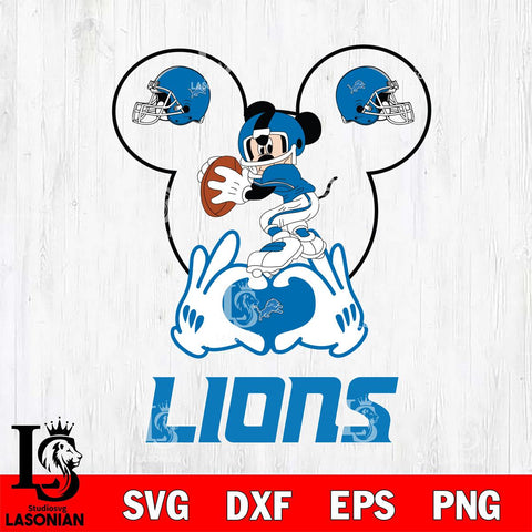 Detroit Lions Mickey Heart Rugby Svg Eps Dxf Png File, Digital Download ,Instant Download, Cricut File