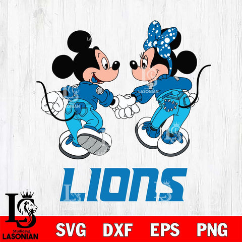 Detroit Lions Mickey Minnie Valentine Rugby Svg Eps Dxf Png File, Digital Download ,Instant Download, Cricut File