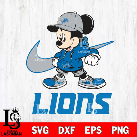 Detroit Lions Mickey Mouse NIKE, Svg Eps Dxf Png File, Digital Download