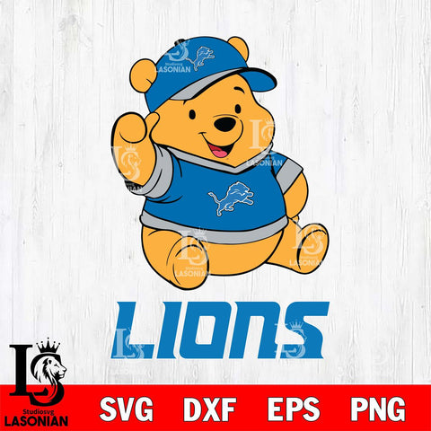 Detroit Lions Pooh Bear Disney, Svg Eps Dxf Png File, Digital Download