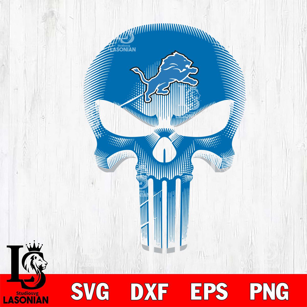 Detroit Lions Punisher Skull SVG – lasoniansvg