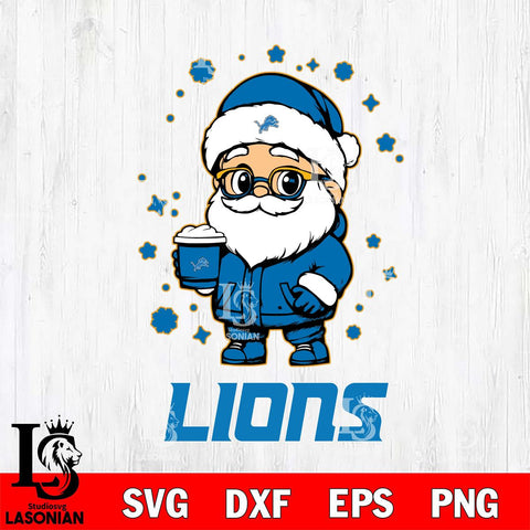 Detroit Lions Santa Claus Coffe Svg Eps Dxf Png File,NFL Svg Files,Digital Download,Sublimation,Instant Download