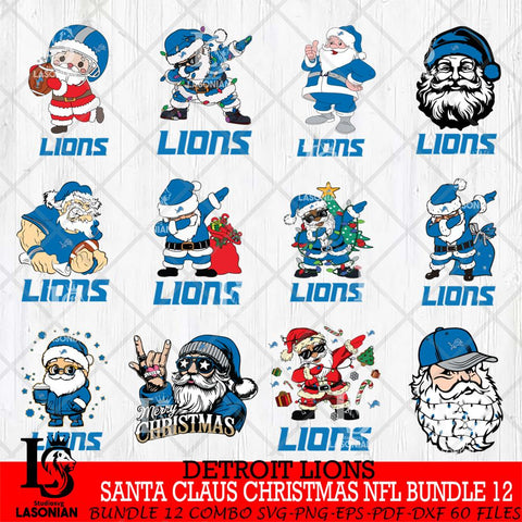 Detroit Lions Satan Claus Christmas NFL Bundle 12 Svg Eps Dxf Png File,NFL Svg Files,Digital Download,Sublimation,Instant Download