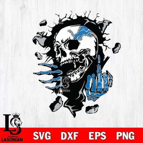 Detroit Lions Savage Skull SVG