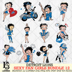 Detroit Lions Sexy Fan Girls Bundle 12 Svg Eps Dxf Png File, Digital Download, Instant Download