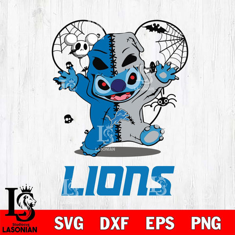 Detroit Lions Stitch Horror Halloween 2 Svg Eps Dxf Png File, Digital Download, Instant Download