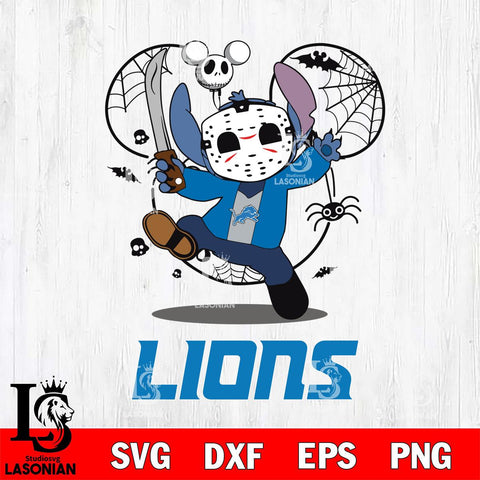 Detroit Lions Stitch jason voorhees Halloween Svg Eps Dxf Png File, Digital Download, Instant Download