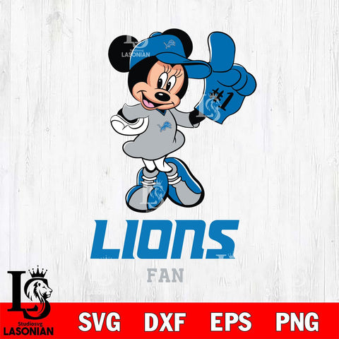 Detroit Lions #1 Fan Minnie Mouse Svg Eps Dxf Png File, Digital Download, Instant Download