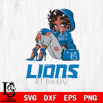 Detroit Lions #1 beauty Black Fan Girl Svg Eps Dxf Png File, Digital Download, Instant Download