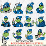 Detroit Lions  Boujee Grinch NFL Bundle 12 SVG Eps Dxf Png File, Digital Download, Instant Download