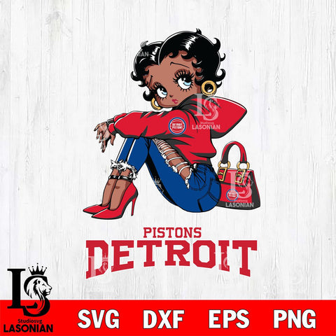 Detroit Pistons Betty Boop Black Fan Girl Svg Eps Dxf Png File, Digital Download, Instant Download