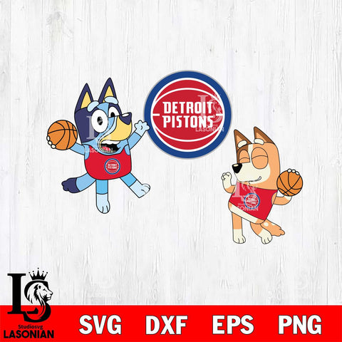 Detroit Pistons Bluey & Bingo Svg Eps Dxf Png File, Digital Download, Instant Download