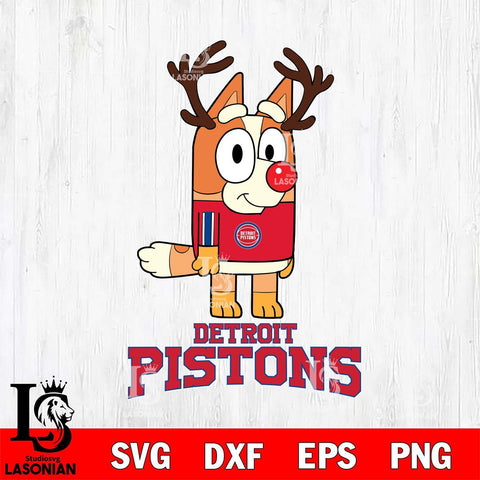 Detroit Pistons Bluey Chilli Christmas Deer Svg Eps Dxf Png File, Digital Download