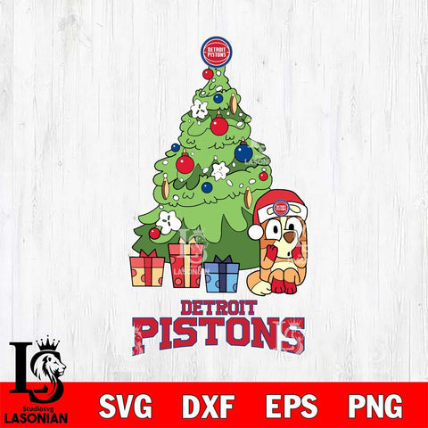 Detroit Pistons Bluey Chilli Christmas Tree Svg Eps Dxf Png File, Digital Download