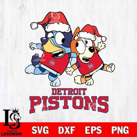 Detroit Pistons Bluey Christmas Holiday Svg Eps Dxf Png File, Digital Download