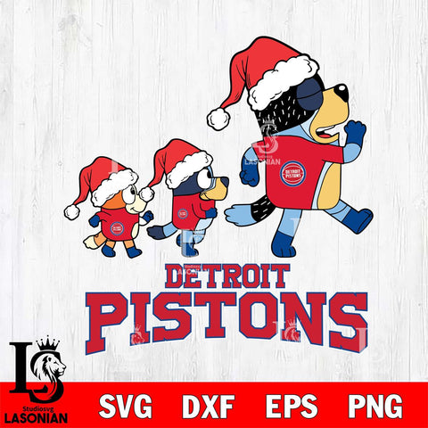 Detroit Pistons Bluey Family Christmas Svg Eps Dxf Png File, Digital Download