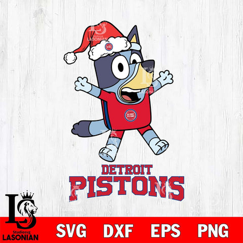 Detroit Pistons Bluey Happy Christmas Svg Eps Dxf Png File, Digital Download