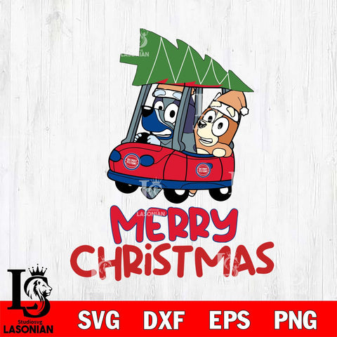 Detroit Pistons Bluey Merry Christmas Svg Eps Dxf Png File, Digital Download