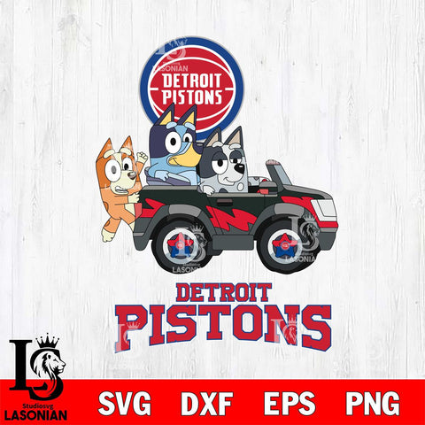 Detroit Pistons Bluey friends Svg Eps Dxf Png File, NBA svg, Digital Download, Instant Download