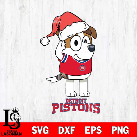 Detroit Pistons Christmas Bluey Jack Sport Svg , Christmas Svg , Bluey svg , Digital Download, dxf eps png pdf file