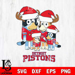 Detroit Pistons Christmas Bluey Santa Family Svg , Christmas Svg , Bluey svg , Digital Download, dxf eps png pdf file