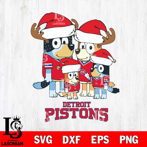 Detroit Pistons Christmas Bluey Santa Family Svg , Christmas Svg , Bluey svg , Digital Download, dxf eps png pdf file