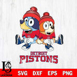 Detroit Pistons Christmas Bluey & Bingo Sit Svg , Christmas Svg , Bluey svg , Digital Download, dxf eps png pdf file