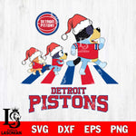 Detroit Pistons Christmas Family Bluey Walking Svg , Christmas Svg , Bluey svg , Digital Download, dxf eps png pdf file