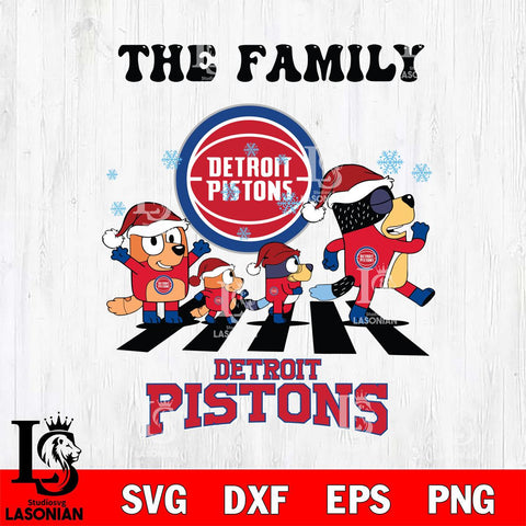 Detroit Pistons Family Bluey Christmas Svg Eps Dxf Png File, Digital Download