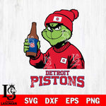 Detroit Pistons Grinch Drinking Beer Christmas Cut Files Cricut, Svg Dxf Eps Png file , Silhouette