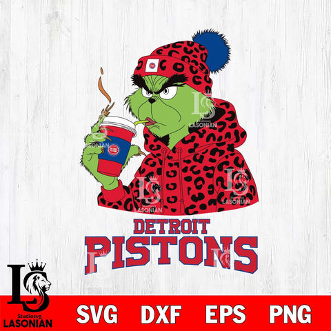 Detroit Pistons Grinch Leopard Christmas Cut Files Cricut, Svg Dxf Eps Png file , Silhouette