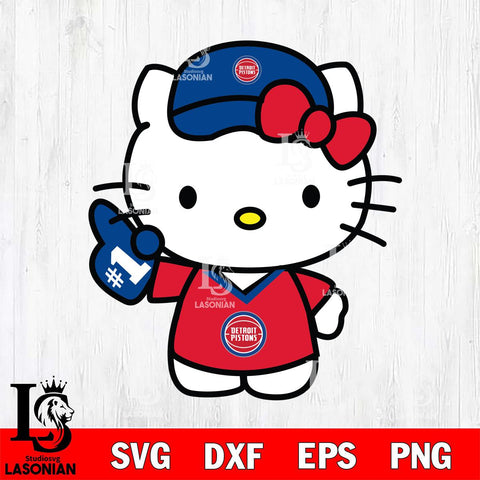 Detroit Pistons Hello Kitty basketball 2 Svg Eps Dxf Png File, Digital Download, Instant Download