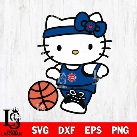 Detroit Pistons Hello Kitty basketball 4 Svg Eps Dxf Png File, Digital Download, Instant Download