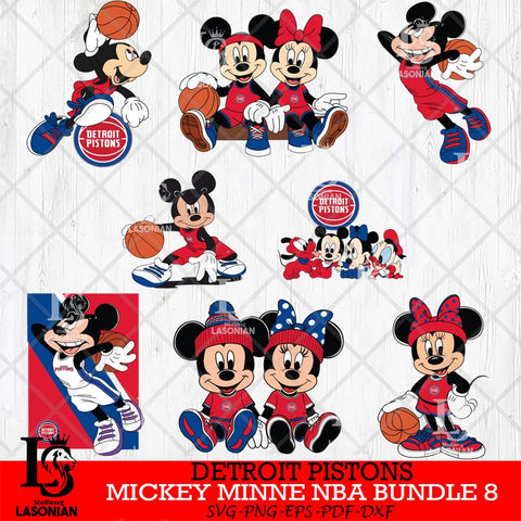 Detroit Pistons  Mickey Minne NBA Bundle 8 SVG Svg Eps Dxf Png File, NBA svg, Digital Download, Instant Download