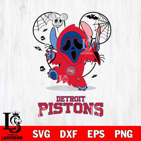 Detroit Pistons Stitch Ghost Face Halloween 2 Svg Eps Dxf Png File, Digital Download, Instant Download