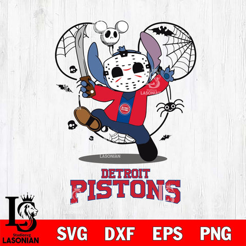 Detroit Pistons Stitch jason voorhees Halloween Svg Eps Dxf Png File, Digital Download, Instant Download