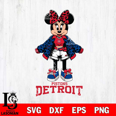 Detroit Pistons Style Minnie Disney Svg Eps Dxf Png File, Digital Download, Instant Download