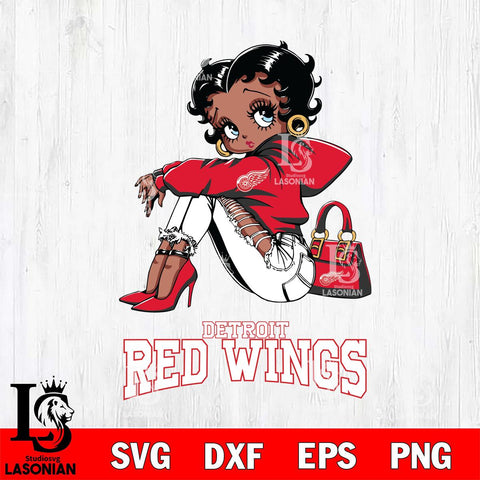 Detroit Red Wings Betty Boop Black Fan Girl Svg Eps Dxf Png File, Digital Download, Instant Download