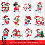 Detroit Red Wings Bluey Christmas NHL Bundle 12 Svg Eps Dxf Png File, Digital Download, Instant Download