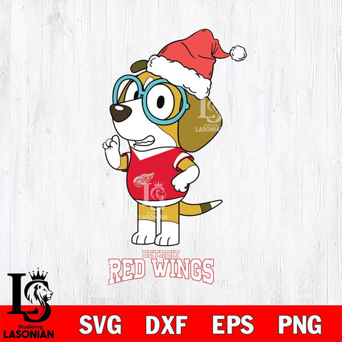 Detroit Red Wings Christmas Bluey Honey Sport Svg, Christmas Svg , NHL svg , Digital Download, dxf eps png pdf file