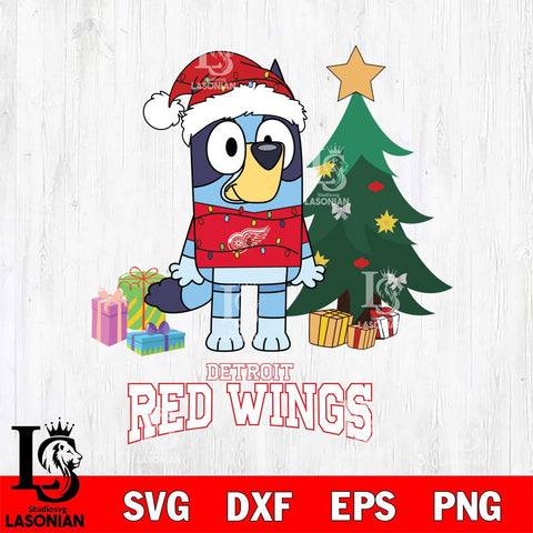 Detroit Red Wings Christmas Bluey Tree Sport Svg, Christmas Svg , NHL svg , Digital Download, dxf eps png pdf file