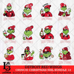 Detroit Red Wings Grinch Christmas NHL Bundle 12 Cut Files, Cricut,Christmas Svg Dxf Eps Png file , Digital Download